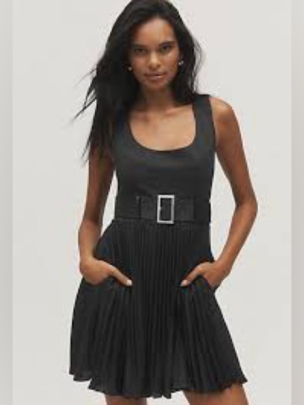 Maeve by Anthropologie Pleated Mini Dress Black Onyx‎ Size Large NWT